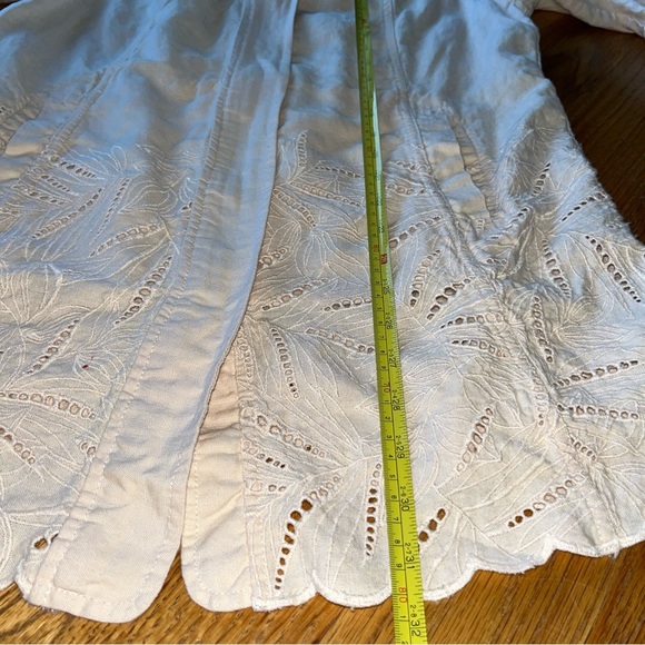 Chico's Jacket Women's 1 US Medium Pink Linen Cutwork Topper 3/4 Sleeves - Picture 8 of 13